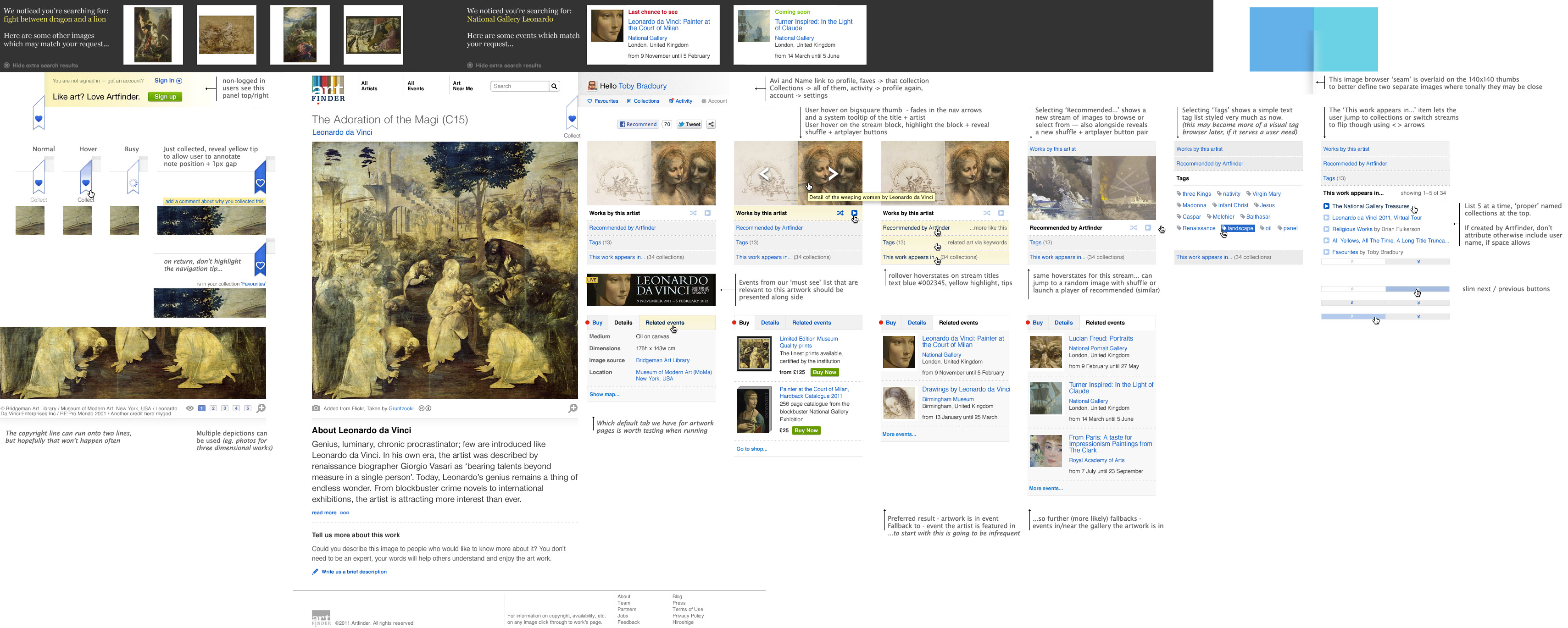Artfinder UI montage