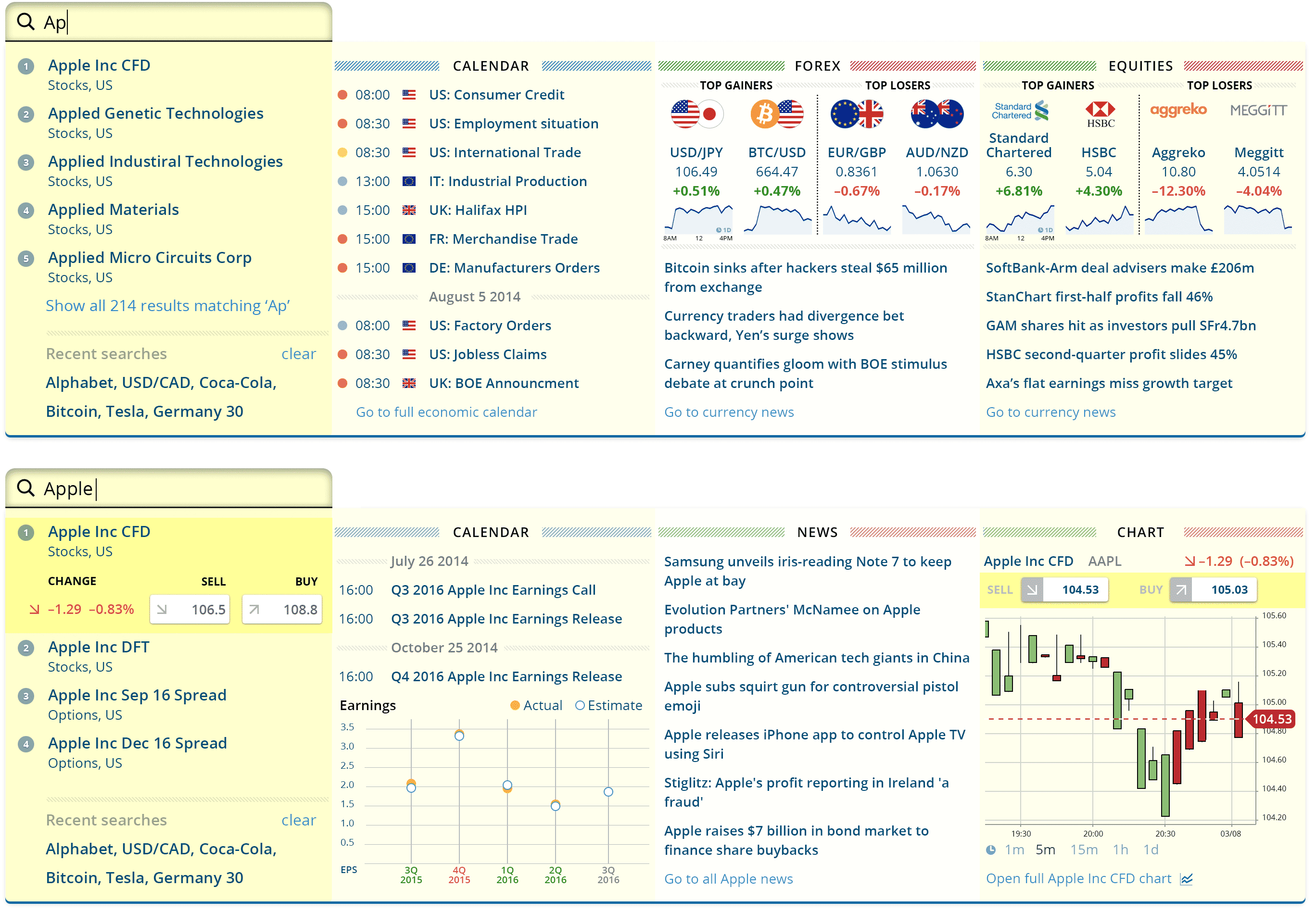 Gain Search Screens